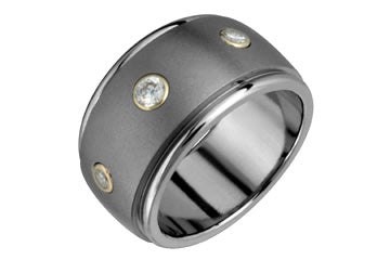 1/5 Carat Titanium Ring with Diamond Set in Gold Collets Alain Raphael