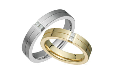 1/5 Carat Two Tone 14K Princess Diamond Wedding Band Set Alain Raphael