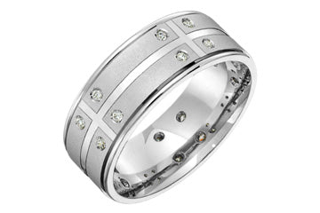 1/5 Carat White Gold 14kt Grooved Diamond Eternity Band Alain Raphael