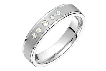 1/5 Carat White Gold 14kt Sandblast Diamond Wedding Band Alain Raphael