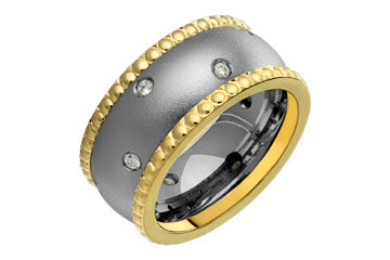 1/5 Carat White Gold Diamond Ring with Two Beaded Bands Alain Raphael