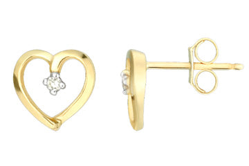 1/50 Carat Diamond 14K Yellow Gold Heart Earrings Alain Raphael