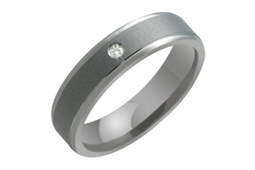1/50 Carat Diamond Titanium Ring with Sandblast Center Alain Raphael