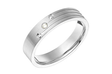 1/50 Carat White Gold 14kt Engraved Wedding Band with Diamond Alain Raphael