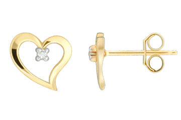 1/50 Carat Yellow Gold Modern Heart Earrings Alain Raphael