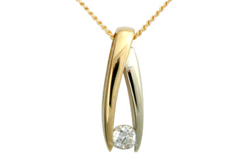 1/6 Carat Two Tone Solitaire Diamond Pendant With Chain Alain Raphael