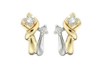 1/8 Carat Princess Cut Diamond 14K Gold Earrings Alain Raphael