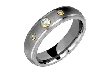 1/9 Carat Three Diamonds Collet Set Titanium Ring Alain Raphael