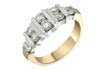 1 Carat Diamond 14K Yellow and White Gold Anniversary Ring Alain Raphael