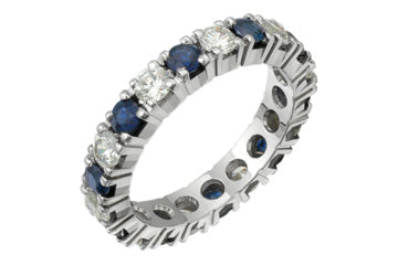 1 Carat Diamond & Blue Sapphire White Gold Eternity Alain Raphael