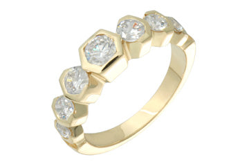 1 Carat Diamond Carved Yellow Gold Semi-Eternity Ring Alain Raphael