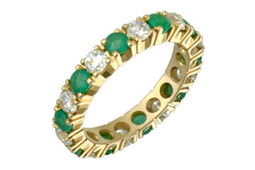 1 Carat Diamond & Emerald Yellow Gold Eternity Ring Alain Raphael