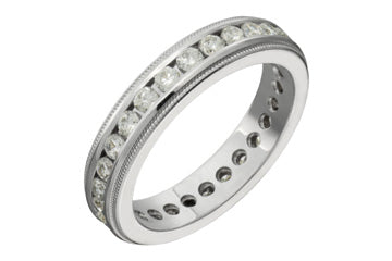 1 Carat Diamond White Gold Channel Eternity Ring With Beaded Engraving Alain Raphael