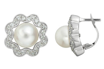 12/25 Carat Diamond & Fresh Water Cultured Pearl Earrings Alain Raphael