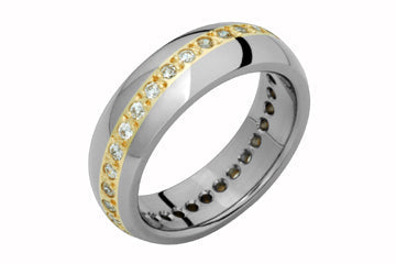 12/25 Carat Titanium and Yellow Gold Eternity Diamond Band Alain Raphael