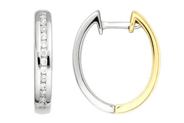 13/50 Carat Yellow and White Gold 14kt Diamond Hoop Earrings Alain Raphael
