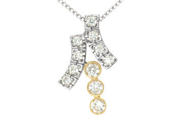 14/25 Carat Two Tone 14K Diamond Pendant With Chain Alain Raphael
