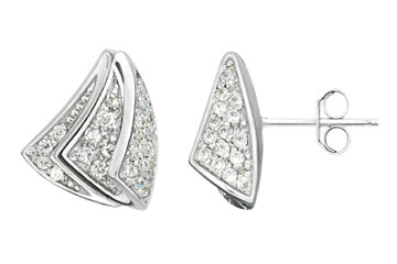 14/25 Carat White Gold Triangular Diamond Earrings Alain Raphael