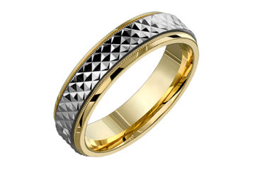 14K Comfort Fit Two-tone Beaded Edge Wedding Band Alain Raphael