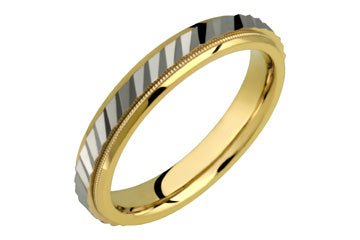 14K Comfort Fit Two-tone Diagonal Cut Wedding Band Alain Raphael