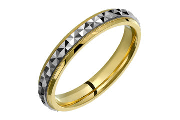 14K Comfort Fit Two-tone Engraved Wedding Band Alain Raphael