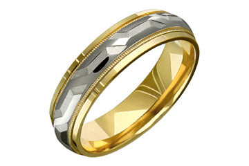 14K Comfort Fit Two-tone Leaf Shape Wedding Band Alain Raphael