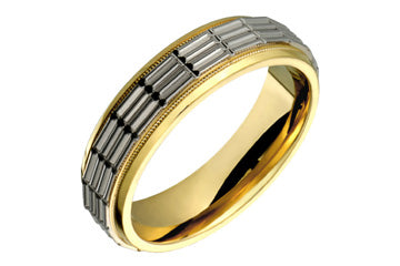 14K Comfort Fit Two-tone Quadruple Pipe Wedding Band Alain Raphael