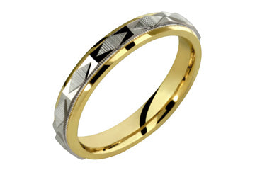 14K Comfort Fit Two-tone Wedding Band with Diamond Shape Motif Alain Raphael