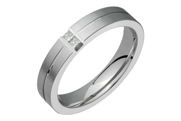 14K Comfort Fit White Gold Diamond Wedding Band with Two Round Cut Diamonds Alain Raphael