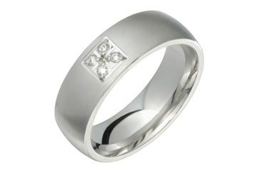 14K Comfort Fit White Gold Wedding Band with Floral Cut Design Alain Raphael