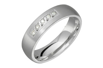 14K Comfort Fit White Gold Wedding Band with Thin Cut Design and Diamond Alain Raphael