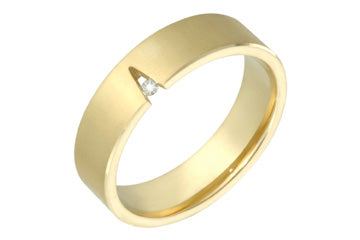 14K Comfort Fit Yellow Gold Diamond Wedding Band with Cone Shape Cut Out Alain Raphael