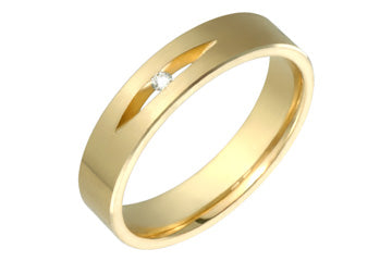 14K Comfort Fit Yellow Gold Diamond Wedding Band with Rice Shaped Hole Alain Raphael