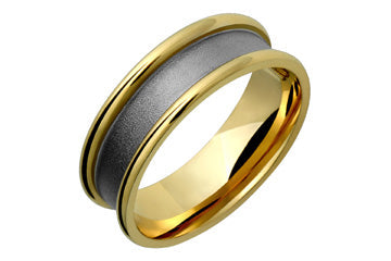 14K Comfort Fit Yellow and White Gold Sandblast Center Comfort Fit Alain Raphael
