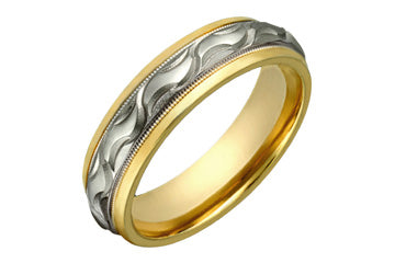 14K Comfort Fit Yellow and White gold Wedding Band with Swivel Design Alain Raphael