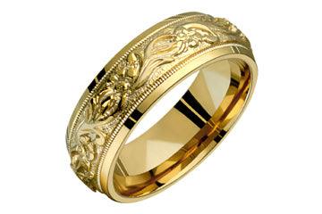 14K Floral Patterned Wedding Band Alain Raphael