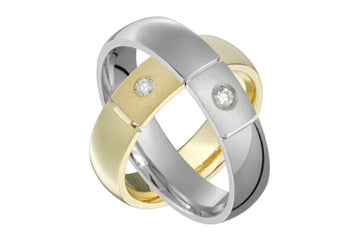 14K Matching Wedding Band Set With Diamond Alain Raphael