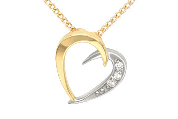14K Two Tone Diamond Heart Pendant With Chain Alain Raphael