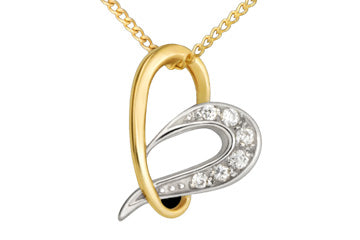 14K Two Tone Modern Heart Diamond Pendant With Chain Alain Raphael