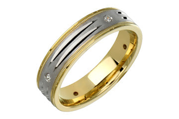 14K Two-tone Comfort Fit Concave Marquise Diamond Wedding Band Alain Raphael