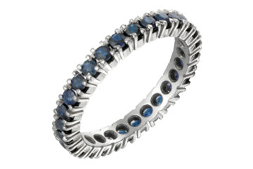 14K White Gold Blue Sapphire 4-Claw Eternity Ring Alain Raphael
