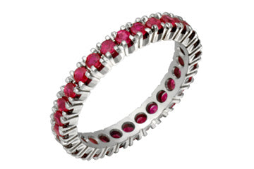 14K White Gold Ruby 4-Claw Eternity Ring Alain Raphael