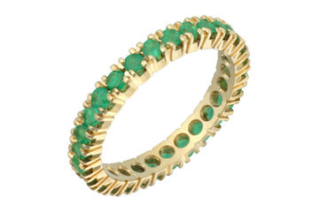 14K Yellow Gold 4-Claw Emerald Eternity Ring Alain Raphael
