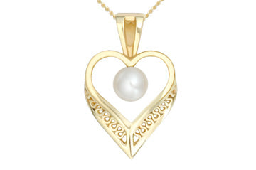 14K Yellow Gold Button Pearl Heart Pendant Alain Raphael