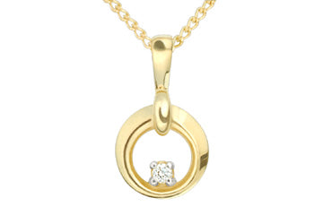 14K Yellow Gold Circular Diamond Pendant With Chain Alain Raphael