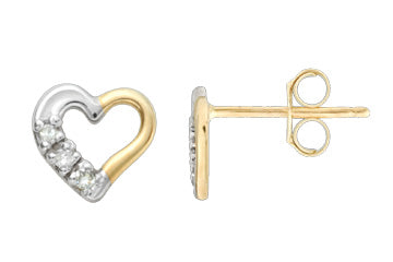 14K Yellow Gold & Diamond Heart Earrings Alain Raphael
