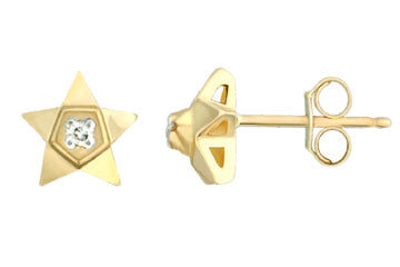 14K Yellow Gold Diamond Star Earrings Alain Raphael
