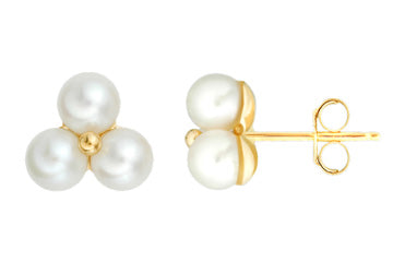 14K Yellow Gold Floral Shape Pearl Earrings Alain Raphael