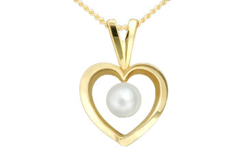 14K Yellow Gold Heart Pearl Pendant With Chain Alain Raphael