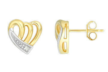 14K Yellow Gold Heart Shape Diamond Earrings Alain Raphael